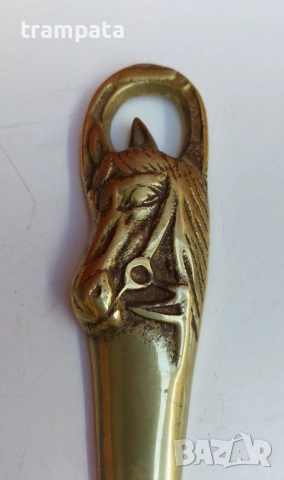 НАЙ ДОБРАТА ОФЕРТА Стара масивна месингова обувалка с конска глава, снимка 2 - Антикварни и старинни предмети - 53726450