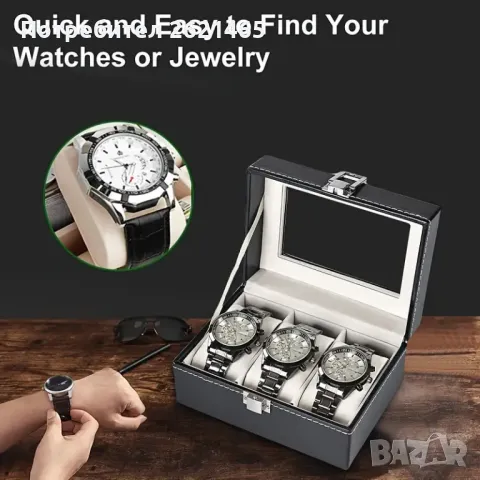 Луксозна кожена кутия за съхранение на часовници в различни размери, снимка 2 - Мъжки - 48357325