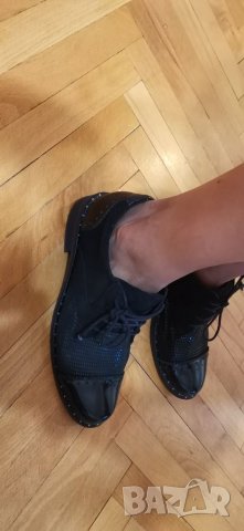 Дамски ежедневни черни обувки от естествена кожа и велур Lavorazione Artigiana - 39 номер, снимка 12 - Дамски ежедневни обувки - 32076921