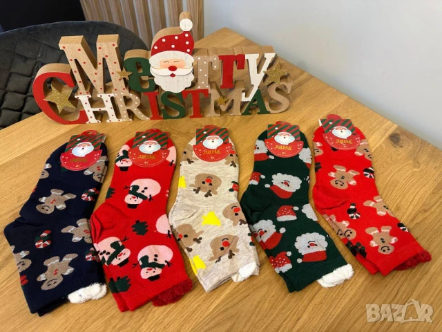 Коледни чорапи 1 чифт, снимка 7 - Дамски чорапи - 51410569