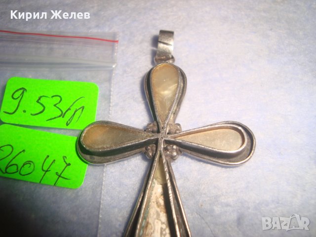СТАРИНЕН СРЕБЪРЕН СЕДЕФЕН КРЪСТ ОКСИДИРАНО СРЕБРО МАЙСТОРСКА СТАРА РЪЧНА ИЗРАБОТКА 26047, снимка 11 - Антикварни и старинни предмети - 35950586