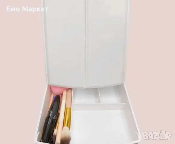 Мини LED огледало с органайзер за гримове - TV1262, снимка 6 - Други стоки за дома - 48957108