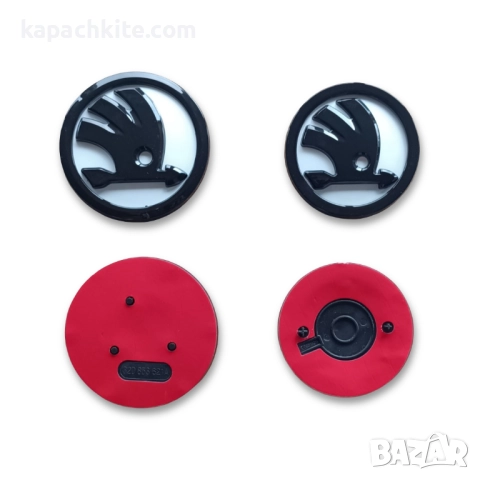 Емблема за Шкода предна 89мм и задна 79мм - Черна, Хромирана, Зелена, снимка 6 - Аксесоари и консумативи - 52656568