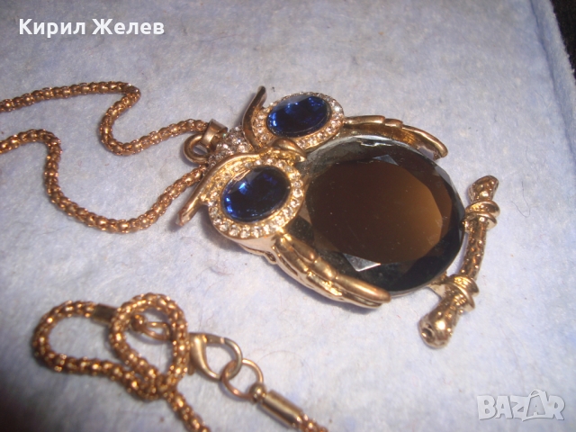 ПОЗЛАТЕНО КОЛИЕ МЕДАЛЬОН КРИСТАЛЕН БУХАЛ ВИНТИДЖ АРТ БИЖУ 24838, снимка 7 - Колиета, медальони, синджири - 36064036
