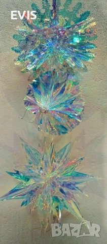 3D Коледна украса – снежинка, звезда, топка с отблясъци