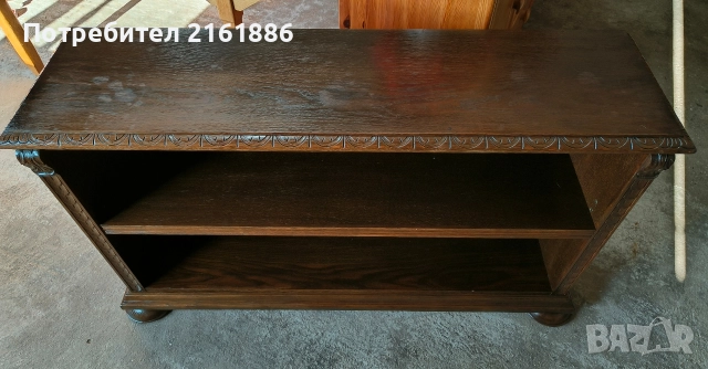 Дъбова библиотека с нежна дърворезба , снимка 3 - Секции и витрини - 52790907