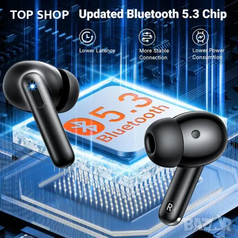 Aoslen Безжични слушалки, Bluetooth 5.3 IPX7 водоустойчиви черни, снимка 2 - Bluetooth слушалки - 49965385