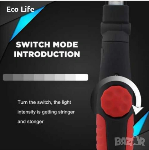 Мощна акумулаторна работна лампа с чупеща глава, снимка 4 - Настолни лампи - 53658312