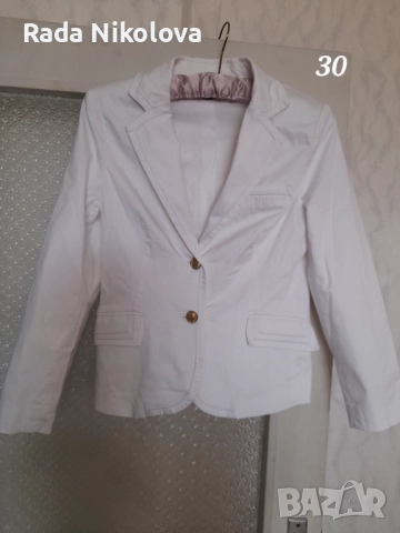 Дамско дънково бяло сако 