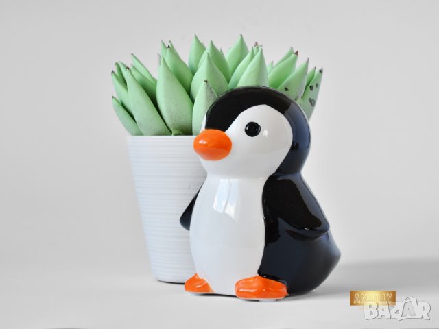 Керамична саксия с фигура на пингвин / Подарък за детска стая / Саксия с фигура на пингвин , снимка 4 - Декорация за дома - 40513327