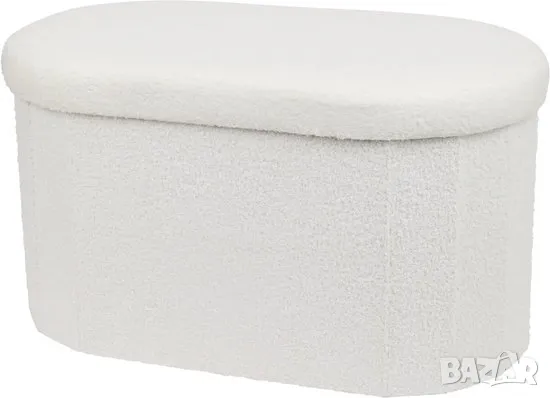 БЯЛ плюшен сгъваем ПУФ/табуретка  71СМ
