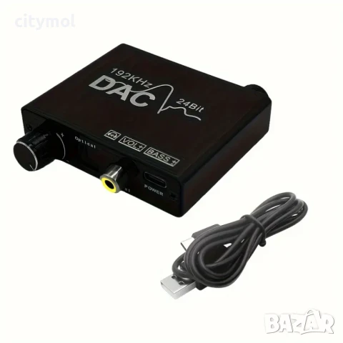 192 KHz конвертор от цифрово към аналогово аудио, коаксиал, оптичен към RCA, AUX, контрол на звука и, снимка 7 - Ресийвъри, усилватели, смесителни пултове - 50820589