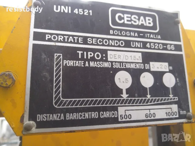 Електрокар Чесаб 1.5 тона, снимка 3 - Индустриална техника - 49297826