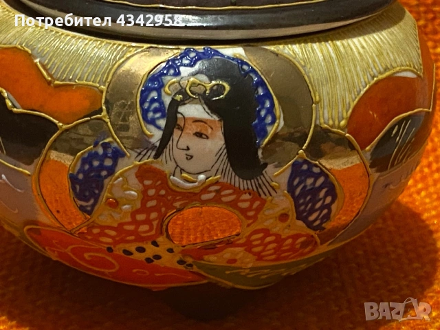 Винтидж японска кадилница / арома съд Kutani стил – Made in Japan, 50–70 г.  , снимка 4 - Антикварни и старинни предмети - 53392854