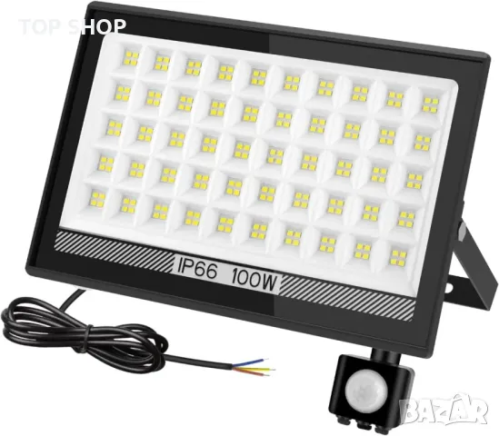 Охранителна лампа T-SUN, външна, сензор за движение, 100 W от здрач до зори, 10000 лумена LED, IP66