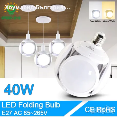 Мощна сгъваема сверична лампа 40W, снимка 16 - Лед осветление - 48770268