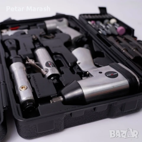 ПРОМО ПАКЕТ Пневматични инструменти 72ч + Компресор за въздух 50л. KraftWorld, снимка 6 - Куфари с инструменти - 50498427