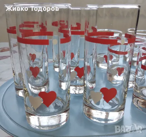 Чаши стъкло (сърца) - 2 комплекта по 6 бр., снимка 3 - Чаши - 48804178