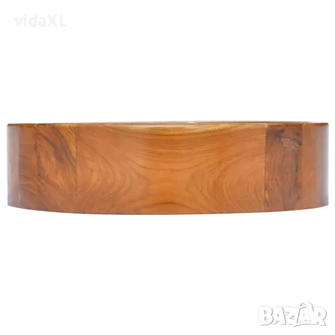vidaXL Мивка, тиково дърво масив, Φ40x10 см, снимка 3 - Мивки - 56146836