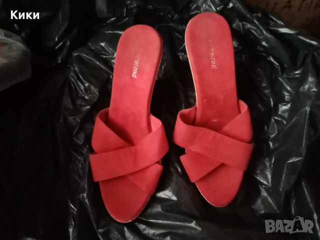 Червени чехли велур и корк, снимка 1