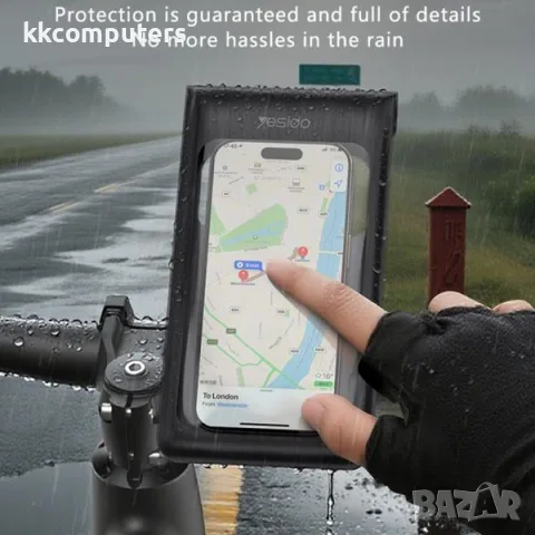 Водоустойчива стойка за телефон за велосипед Yesido C333 с въртене на 360°/Черен Баркод : 2404658