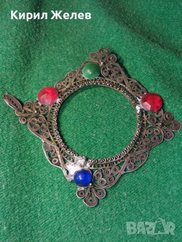 СТАРИННО СРЕБЪРНО УКРАШЕНИЕ ФИЛИГРАННО СРЕБРО ВИСОКА ПРОБА със ЗАЛЕПЕНИ по НЕГО СТАРИ КАМЪНИ 29137, снимка 18 - Антикварни и старинни предмети - 41638188