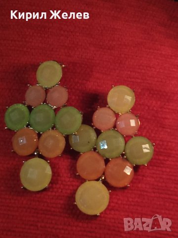 ПОЗЛАТЕНИ ФИНИ КРАСИВИ ЦВЕТНИ КРИСТАЛНИ ФАСЕТИРАНИ АРТ ОБЕЦИ 13901, снимка 10 - Обеци - 36635576
