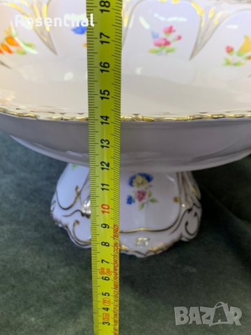 Голяма фруктиера на столче - розов карловарски порцелан, снимка 10 - Сервизи - 34730149