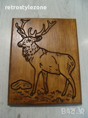 № 8074 старо дървено пано   - резбовани орнаменти   - размер - 31 / 24,5 см