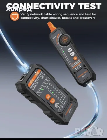 НоPOROMETISTO MCT01 4-in-1 Network Cable Tester – професионален тестер за мрежови и телефонни кабели, снимка 5 - Мрежови адаптери - 55827143