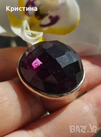 Красив сребърен пръстен с Аметист, снимка 3 - Пръстени - 49458685