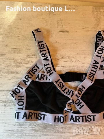 Нов комплект с черен цвят с бели еластични ленти с надпис hot artist 🖤🩶🤍🖤🩶🤍, снимка 5 - Бельо - 52236283