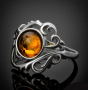 Сребърен пръстен с кехлибар, снимка 4
