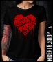 Тениска с щампа HEART OF SKULLS