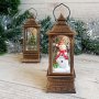 3187 Светещ коледен фенер с фигури Дядо Коледа Елха Снежко, снимка 1