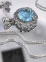 Уникален Медальон с топаз Небесно синьо, снимка 1