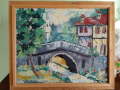 Димитър Пачов,масло на платно,Араповски мост,Карлово,1994г,, снимка 1