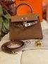 чанта Ермес Mini Kelly 19*Кели*HERMES KELLY 19 CRAIE Epsom Gold Hardware, снимка 4