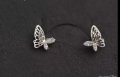Сребърни обеци пеперуди,tiny model,half крила,half кристали,white/нови