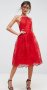 НЕВЕРОЯТНО КРАСИВА червена дантелена рокля с отворен гръб , снимка 1 - Рокли - 41451258