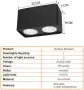 Нов Черен таванен плафон с 2 спота GU10 LED, 12W, CCT 3 цвята, димируема LED лампа осветление дом, снимка 3