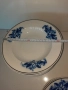 Сервиз от порцеланови чиний с кобалтови рисунки и платинен кант, снимка 10