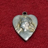 Vintage сребърно сърце, талисман висулка , снимка 2 - Колиета, медальони, синджири - 42145836