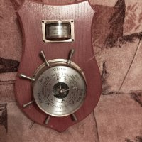 корабен стар термометър и барометър, снимка 1 - Стенни часовници - 41691462