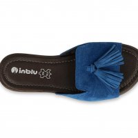 INBLU Италиански дамски чехли от естествен велур, Сини, снимка 3 - Чехли - 35983824
