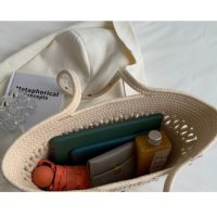 Плетена чанта тип кошница Beige, снимка 7 - Чанти - 41477465