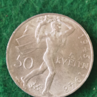 50 крони сребро 1948 Чехословакия , снимка 1 - Нумизматика и бонистика - 44935567