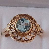 Дамски златен пръстен с аквамарин/злато 18к., снимка 3 - Пръстени - 39812551