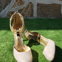 Сиви велурени обувки на ток сандалки, снимка 5 - Дамски обувки на ток - 26975639