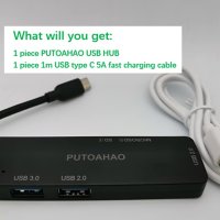 PUTOAHAO USB-C HUB Type C към USB 3.0 адаптер 5-в-1 TF/SD карта/MacBook Pro/iPad Pro/Notebook/PC , снимка 7 - Кабели и адаптери - 40584434